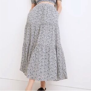 NWT Madewell blue floral tiered maxi skirt